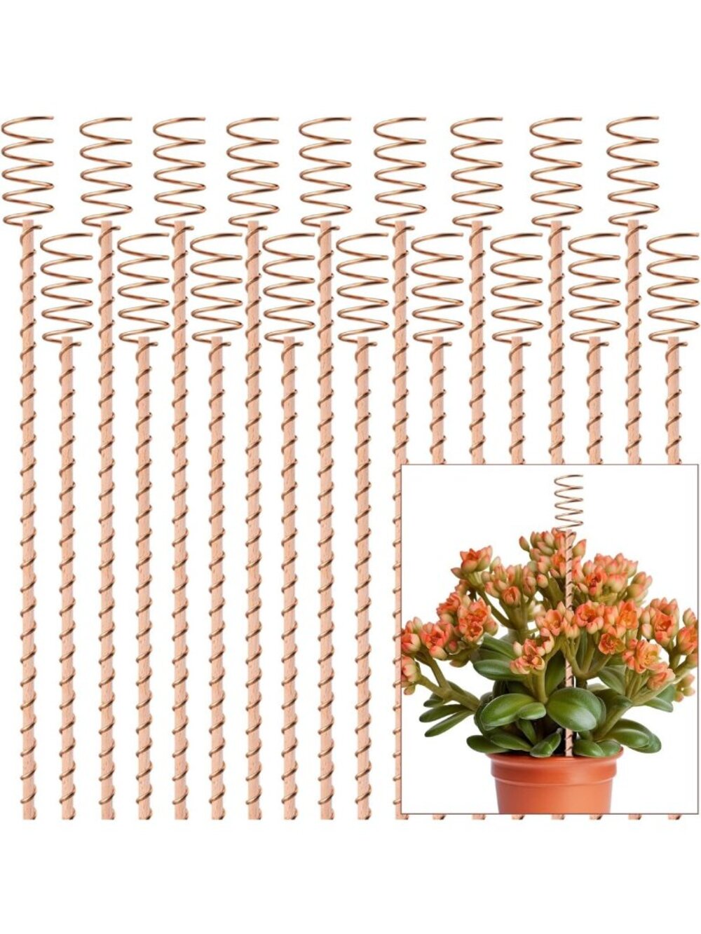 18-Pack 17” Copper Plant Stakes for Gardening, Eco-Friendly Growth Antennas